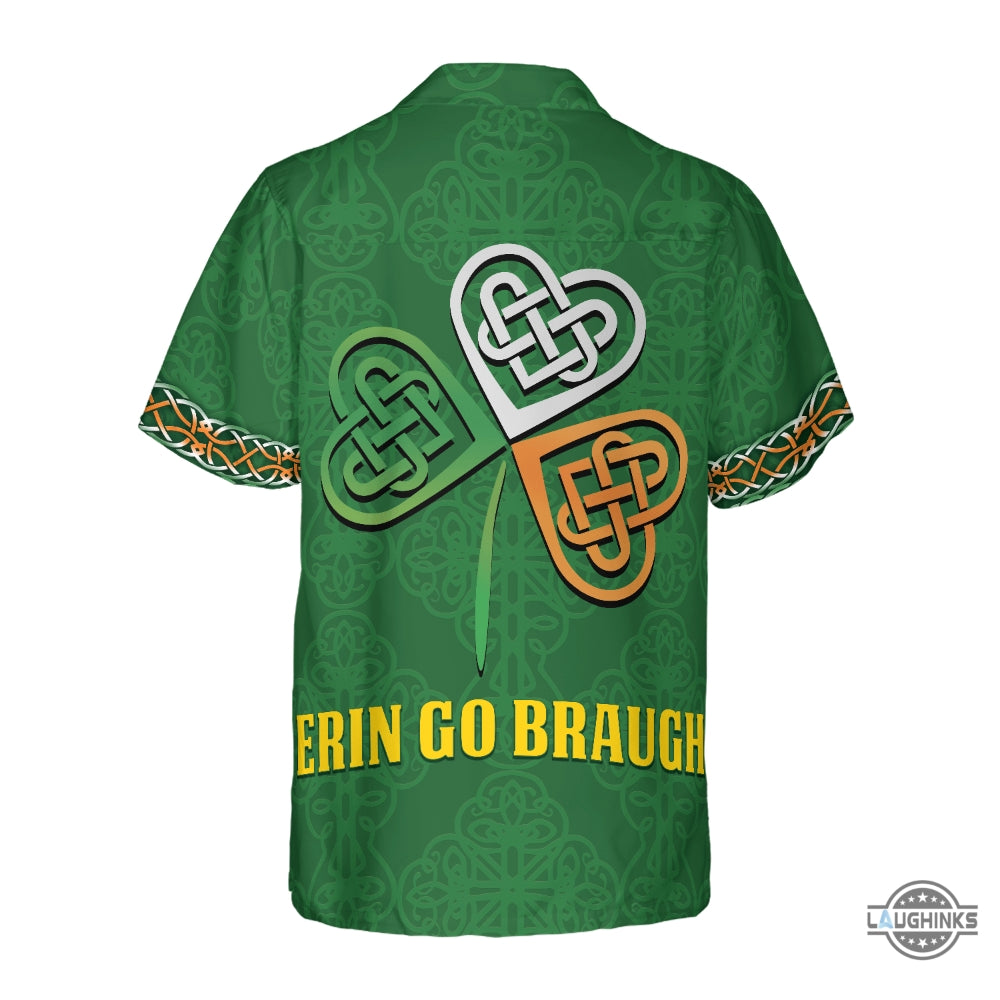 Erin Go Braugh Ireland Hawaiian Shirt Aloha Summer Beach Button Up Shirts And Shorts NEW