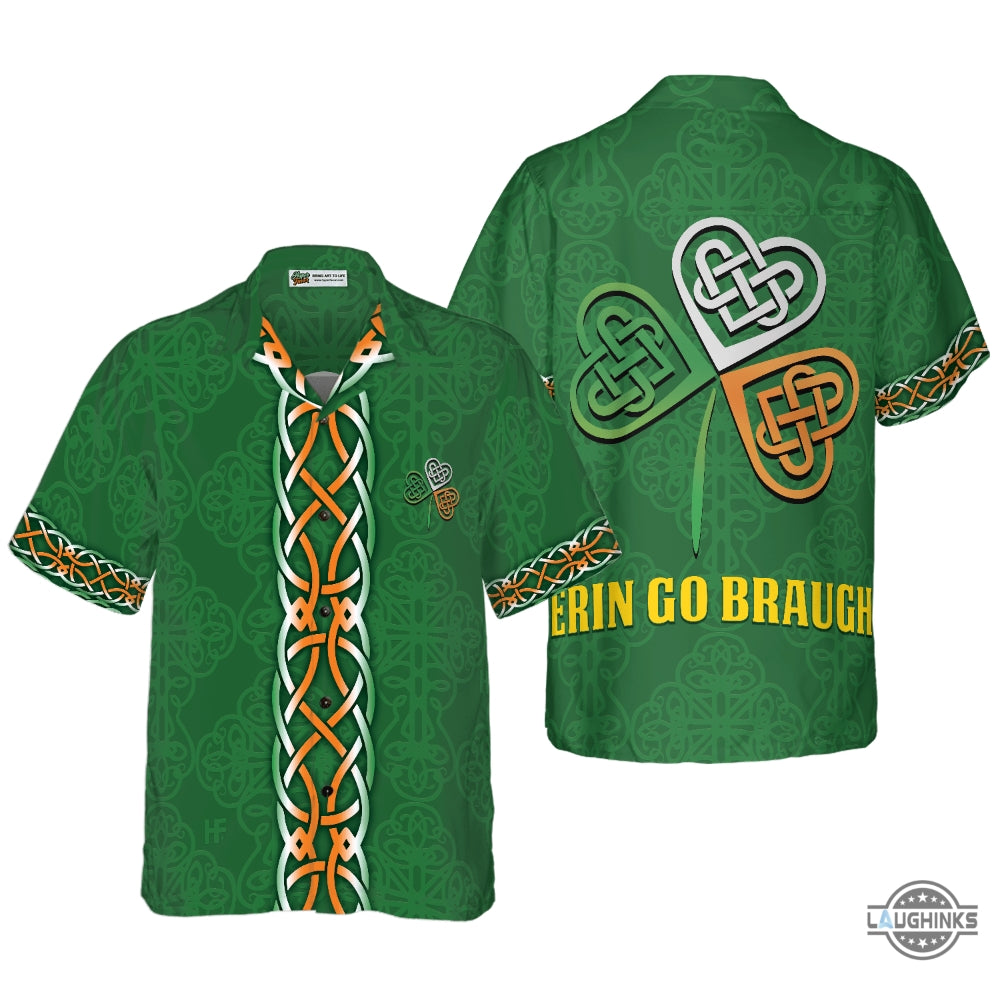 Erin Go Braugh Ireland Hawaiian Shirt Aloha Summer Beach Button Up Shirts And Shorts NEW