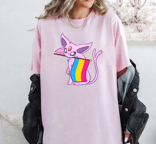 Espeon Pride Tee, Pansexual Flag Edition, Espeon Pansexual Flag T-Shirt, LGBTQ+, LGBT