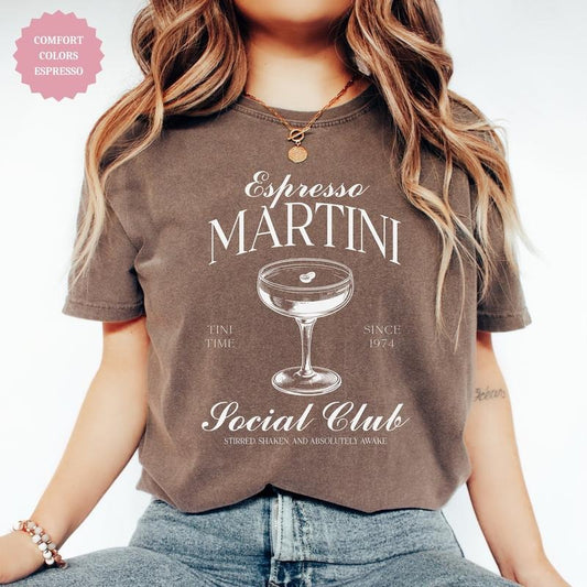 Espresso Martini Social Club Shirt, Espresso Martini Lover Gift, Bachelorette Party Martini Shirt, Tini Time Shirt, Preppy Gift for Her