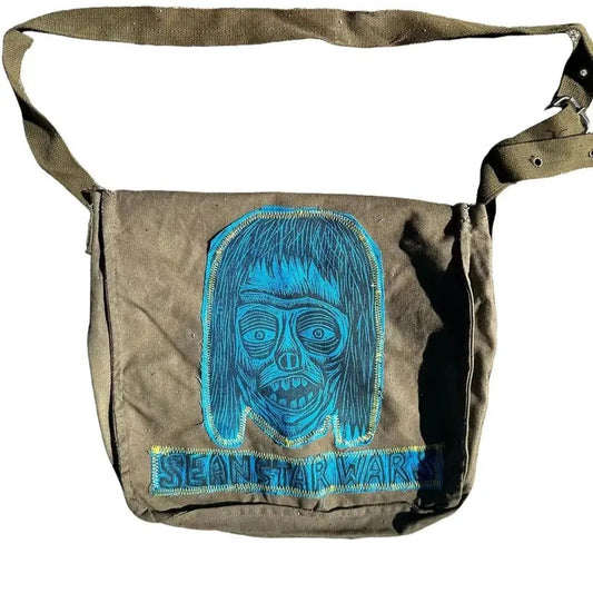 European Shoulder Bag with Woodcut Appliques - Bulgarian Frog  Bag