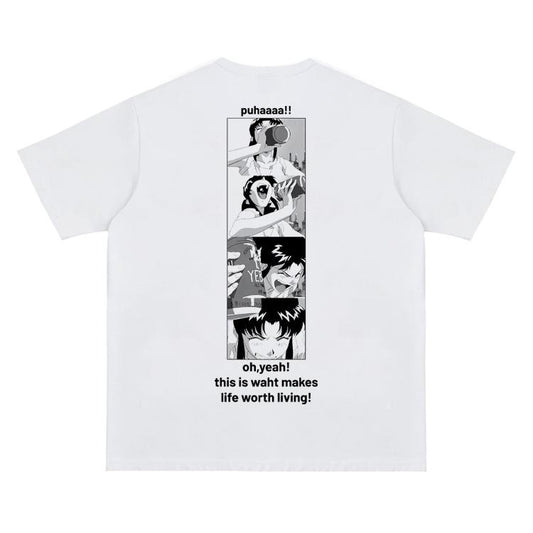 Eva "Misato Katsuragi" Vintage Oversized Tee Anime T-shirt 100% Cotton Original Design Men's Top Streetwear Casual Menswear Tshirt