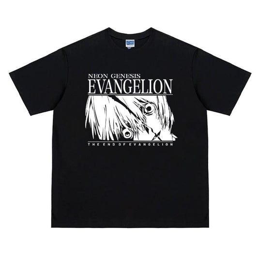 Eva "Rei Ayanami Split" Vintage Oversized Tee Anime T-shirt 100% Cotton Original Design Men's Top Streetwear Casual Tshirt Graphic Clothing