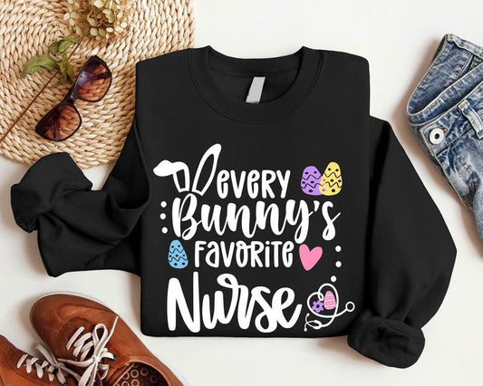 Every Bunny's Favorite Nurse Sweatshirt, Easter Nurse Hoodie, Funny Easter Gift Sweatshirt Nurse, Matching Nursing School...