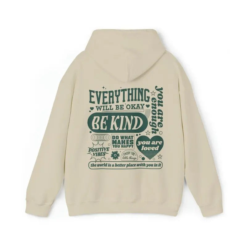 Everything Will Be Okay Hoodie, Unisex Hoodie, Aesthetic Mental Health Retro Hoodie, Self Growth Hoodie Positive Hoodie,...