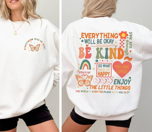 Everything Will Be Okay Sweatshirt Aesthetic Mental Health Retro Sweatshirt Self Growth Sweatshirt Positive Sweater...
