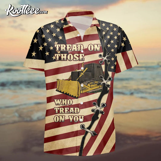 Excavator USA Flag Pattern 4th Of July Hawaiian Shirt