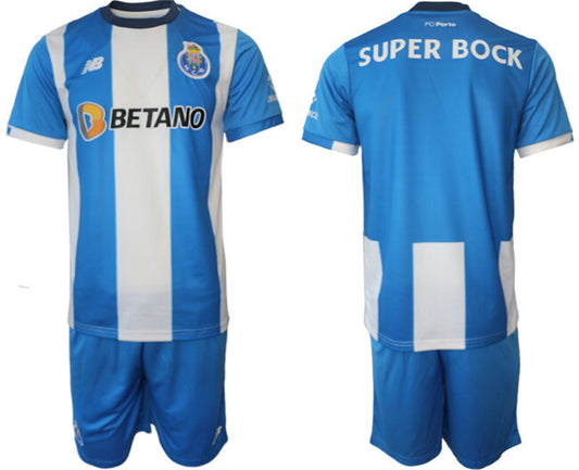 FC Porto Custom 2023 24 Blue White Home Soccer Jersey Suit