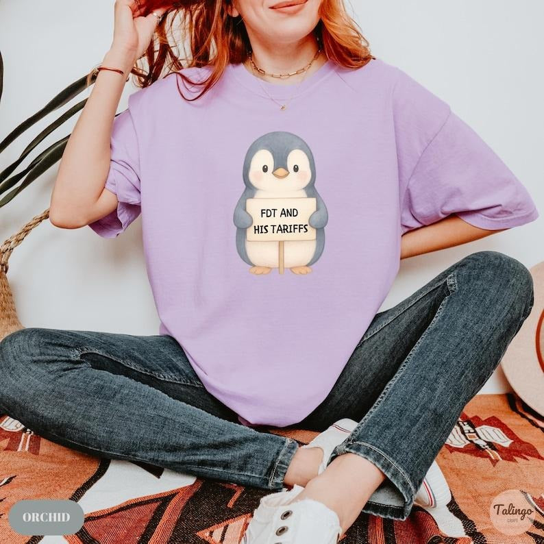 FDT and His Tariffs Shirt, Penguins Against Tariffs Shirt Hoodie, Sweatshirt | InkThreadWorks.com