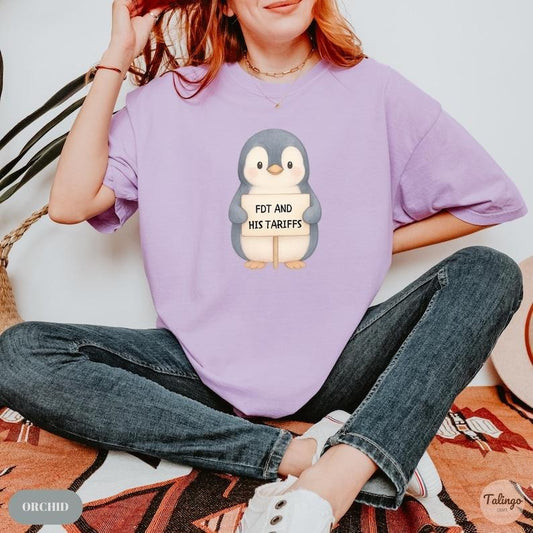 FDT and His Tariffs Shirt, Penguins Against Tariffs Shirt Hoodie, Sweatshirt | InkThreadWorks.com