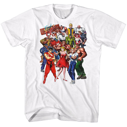 Final Fight Mens S/S T-Shirt - Group Shot - Solid White
