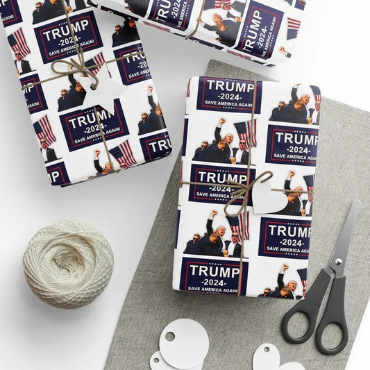 FIGHT Trump Wrapping Paper Trump Fan Gift Wrap featuring the iconic photo from his assasination attempt Trump Gift Birthday Trump Gift