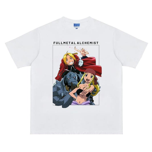 FMA "Brotherhood Bond" Vintage Oversized Tee Anime T-shirt 100% Cotton Original Design Men's Top Streetwear Casual...