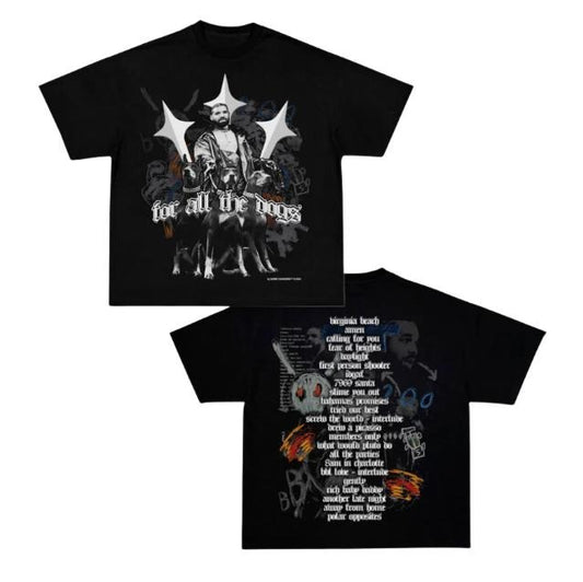 FOR ALL THE DOGS V4 TEE, Double Sided Prints Vintage T-Shirt, Graphic Tee Shirt, Unisex T-Shirt, Gift For Him, Crewneck Short Sleeve Shirt, Shirt Trending Top Menswear Underwear