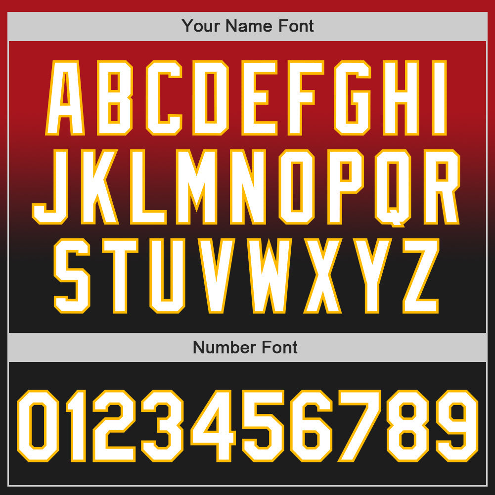 Custom Red Black-Gold Authentic Fade Fashion Baseball Jersey