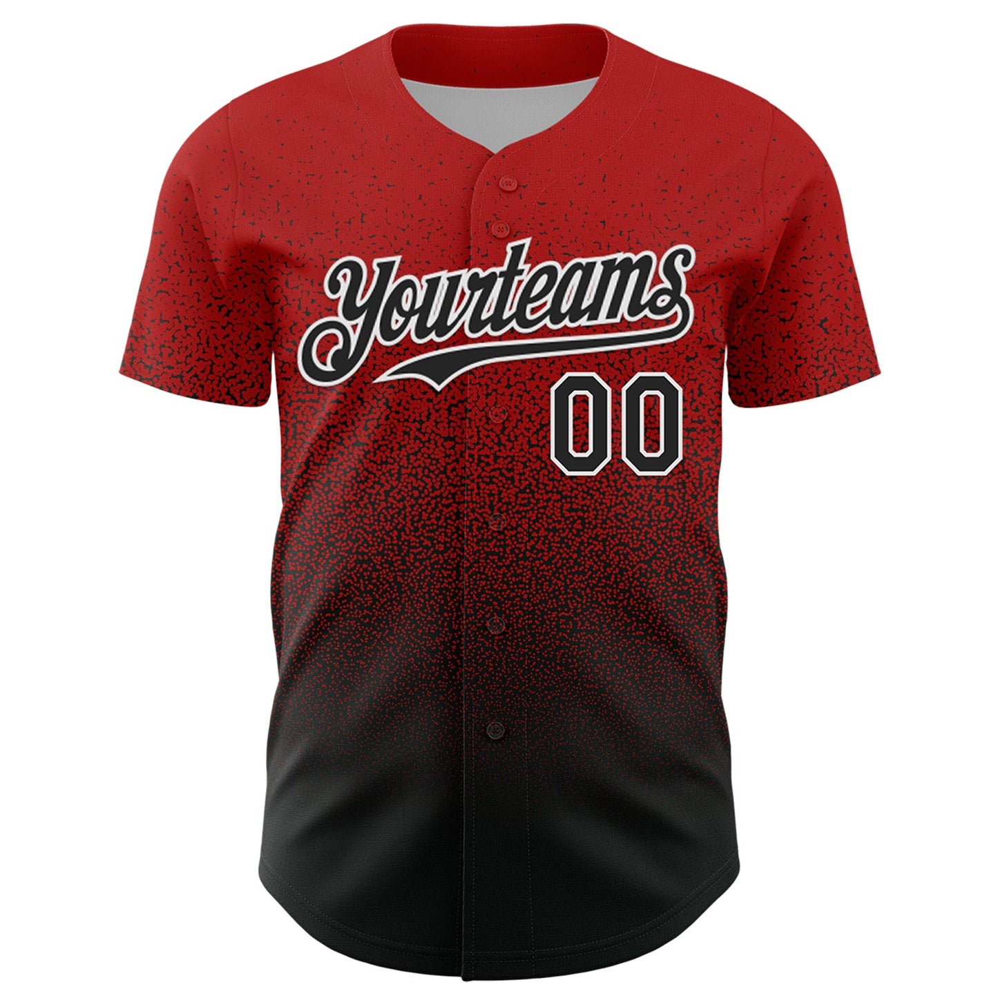 Custom Red Black-White Fade Fashion Speckle Authentic Baseball Jersey