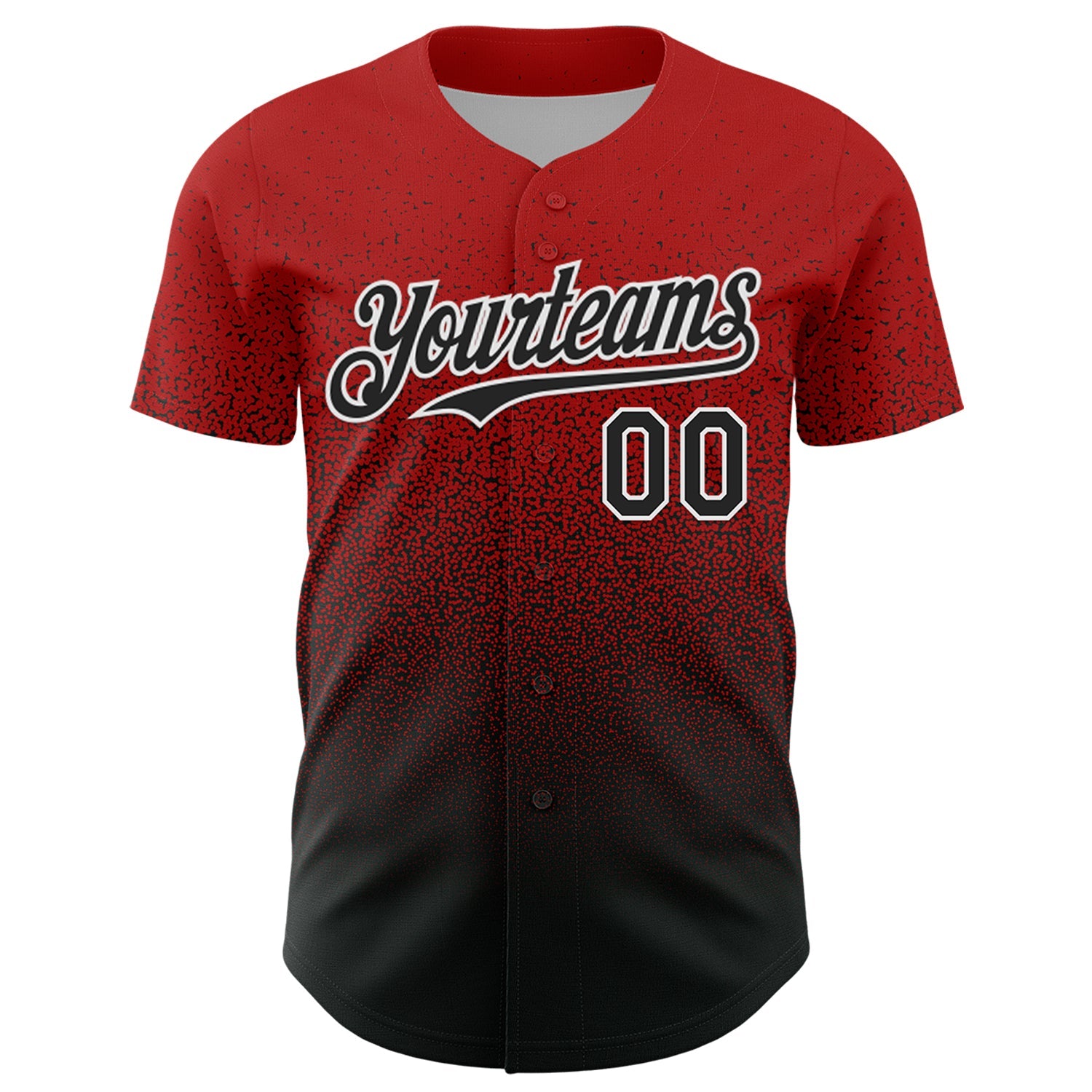 Custom Red Black-White Fade Fashion Speckle Authentic Baseball Jersey