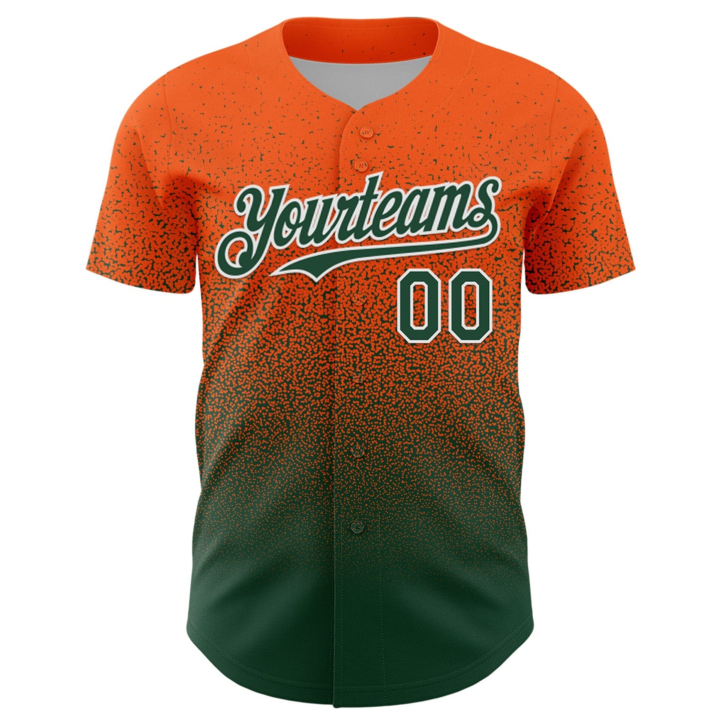 Custom Orange Green-White Fade Fashion Speckle Authentic Baseball Jersey