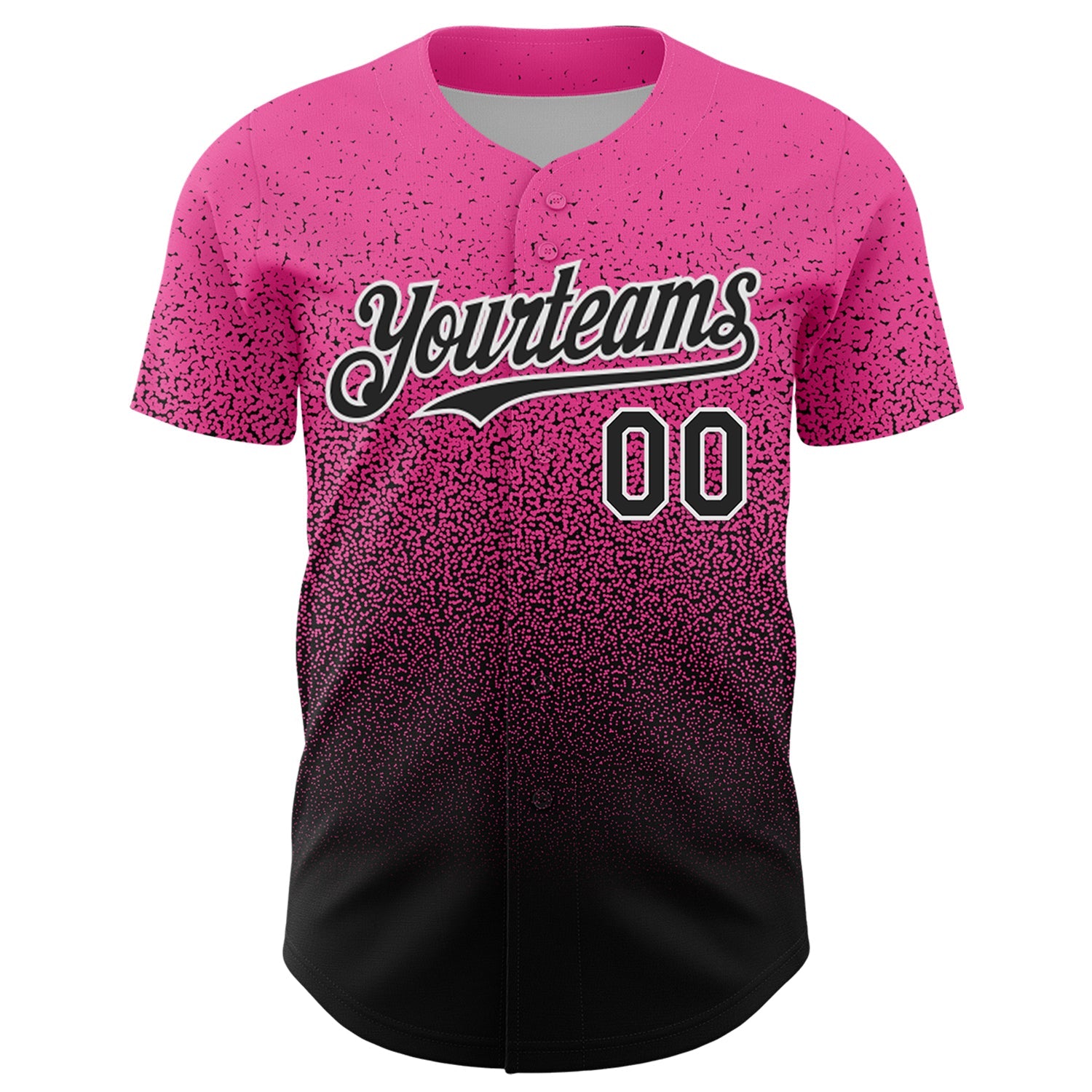 Custom Pink Black-White Fade Fashion Speckle Authentic Baseball Jersey