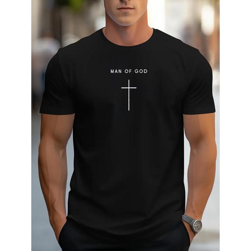 [Faith Inspired T-Shirt] Soft Cotton Men's 'for Man of God' Black T-Shirt - Breathable & Durable, Faith-Inspired Cross...