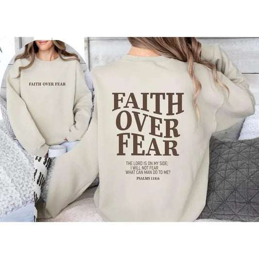 Faith Over Fear Christian Sweatshirt-hoodiechristian Sweatshirtjesus Hoodie Bible Verse Sweatshirtchurch Clothestrendy...