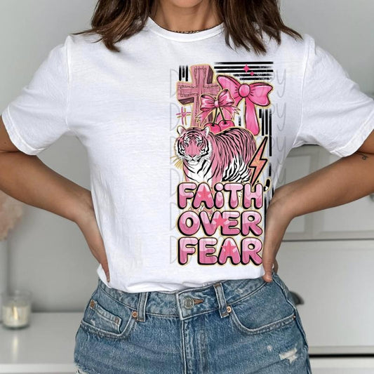 Faith Over Fear Pink Tiger DTF Transfers - THIS IS NOT A SHIRT Hoodie, Sweatshirt | InkThreadWorks.com