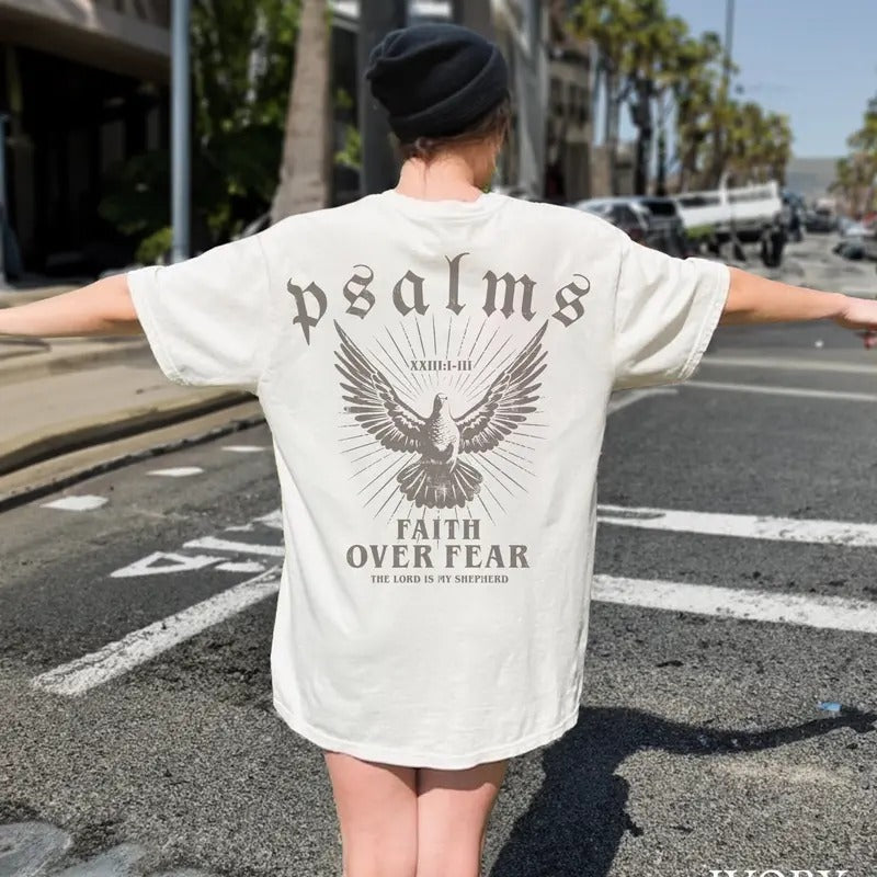 Fajth 0ver Fear Christian Crewneck Christian 2 side Shirt Christian Streetwear Bible Verse Shirt Christian Merch Faith...