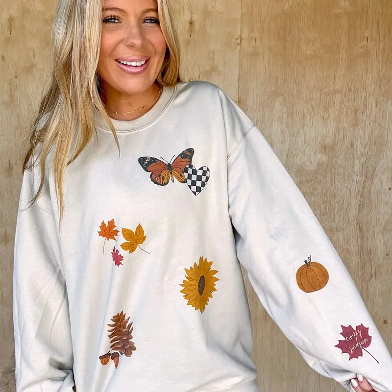 Fall Sticker Trend Graphic Sweatshirt