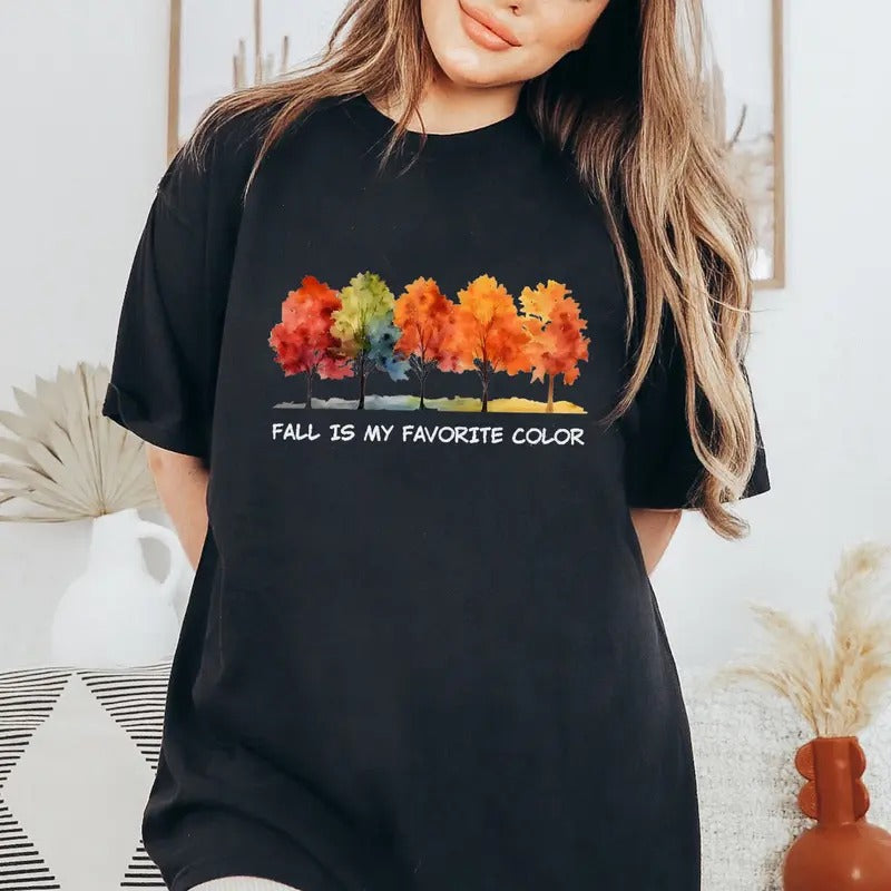 Fall Tree Comfort Colors Shirt, Autumn Tree Line Shirt, Thanksgiving Shirt, Fall Autumn Tee, Fall is My Favorite Colors...