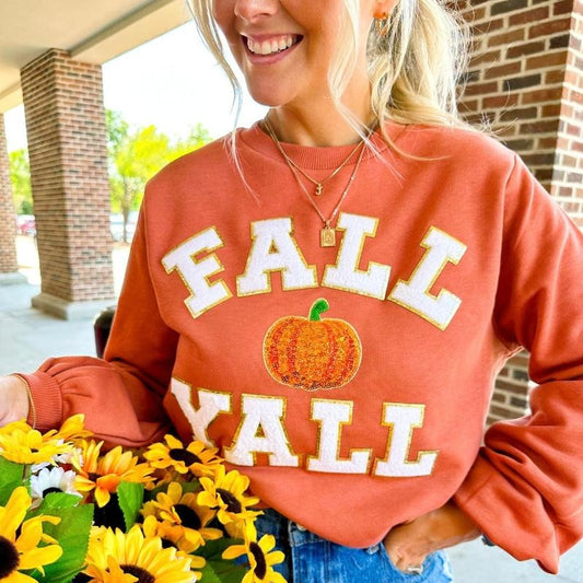 'Fall Y'all Pumpkin Patch' Balloon Sleeve Sweater