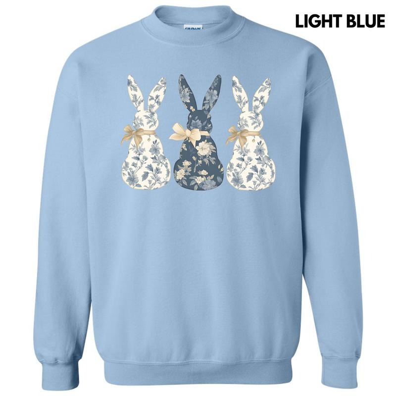 Fancy Floral Bunny Trio Sweatshirt 'NLB' T-Shirts, Hoodie | InkThreadWorks.com