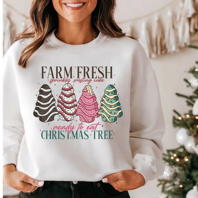 Farm Fresh Cakes Glitter Fleece Crewneck Sweatshirt T-Shirts, Hoodie | InkThreadWorks.com