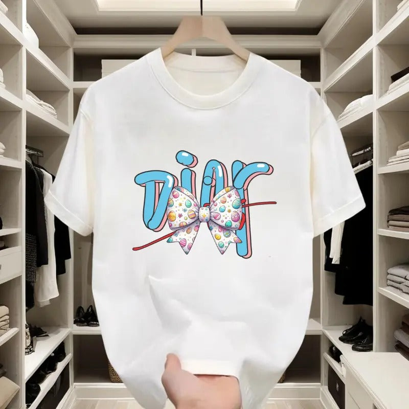 Fashionable Bow - themed! Comfortable Cotton, Short - sleeve T - shirt, Eye - catching Color