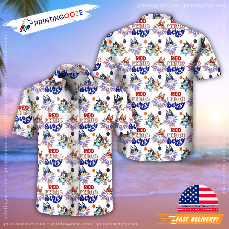 Father Day Red White And Bluey Hawaiian Shirt
