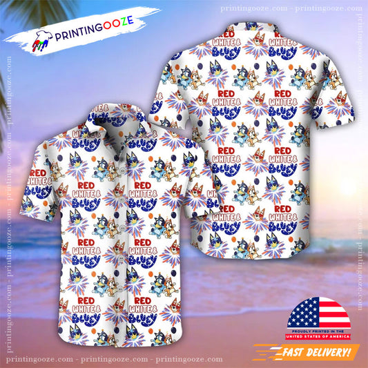 Father Day Red White And Bluey Hawaiian Shirt