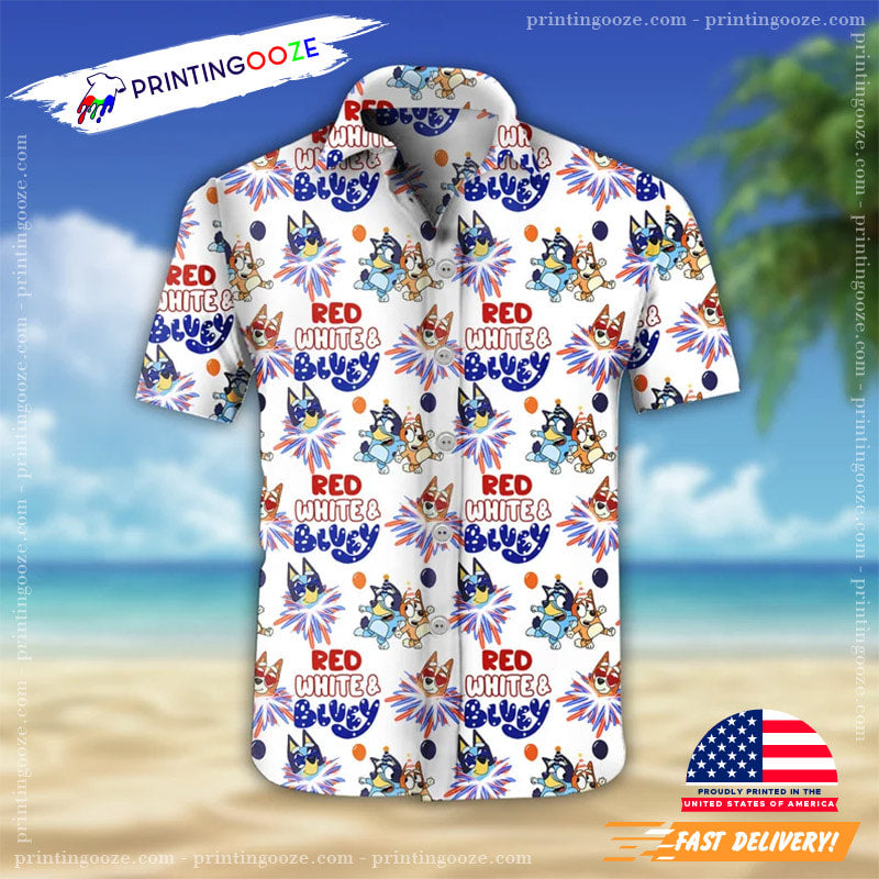 Father Day Red White And Bluey Hawaiian Shirt