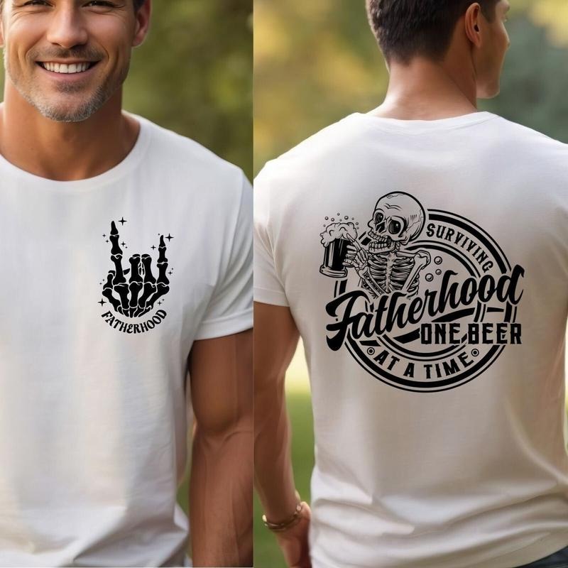 Fatherhood Front And Back Shirt, Surviving Fatherhood One Beer At A Time, Funny Father Tee, Drinking Husban, Fathers Day Gift,Gift For Dad
