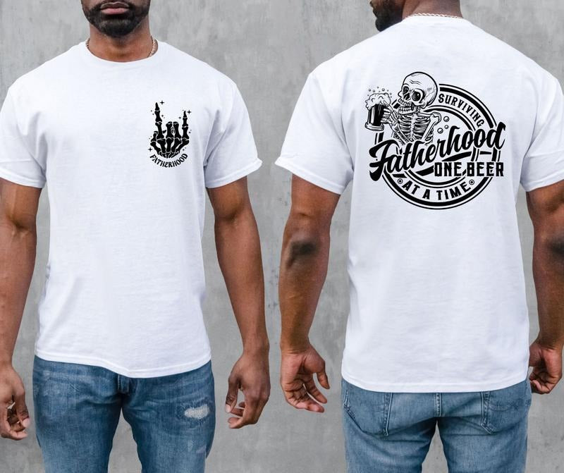 Fatherhood Surviving One Beer At A Time Svg Png Fatherhood Png Dad Svg Skull Svg Funny Png Sarcastic Png Pocket Included...