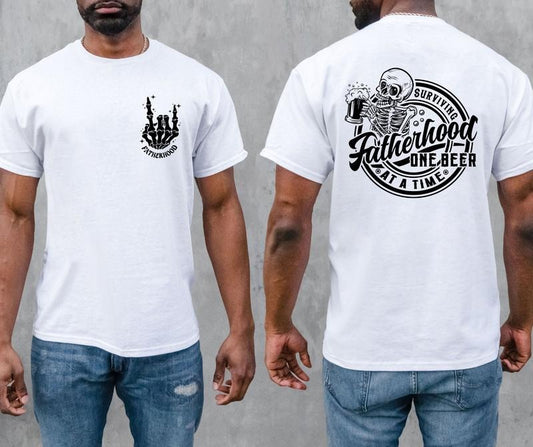 Fatherhood Surviving One Beer At A Time Svg Png Fatherhood Png Dad Svg Skull Svg Funny Png Sarcastic Png Pocket Included...