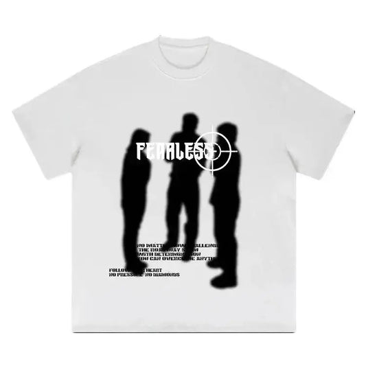 Fearless Blurred Street Portrait Graphic Print Cotton T-Shirt