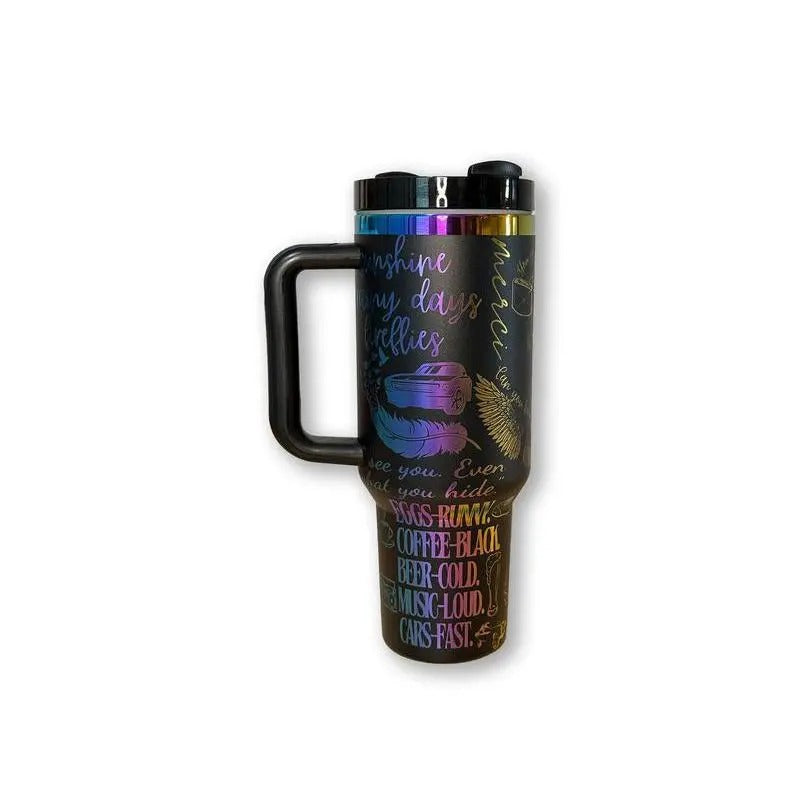 Feather & Fire 40oz Engraved Tumbler Drinkware Water bottle flask T-Shirts, Hoodie, Sweatshirt | InkThreadWorks.com