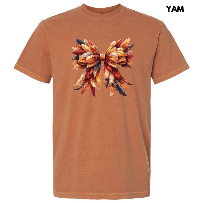Feather Autumn Bow Comfort Colors T-Shirt 'NLB Hoodie, Sweatshirt | InkThreadWorks.com