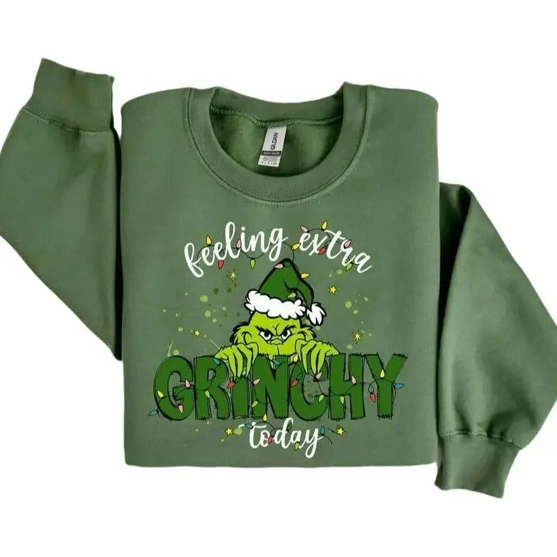 Feeling Extra Grinchyyy Today Christmas Sweatshirt, Funny Grinchh Shirt, Grinchh Sweatshirt, Grinchhmas Sweatshirt, Christmas Tee, Christmas Gift