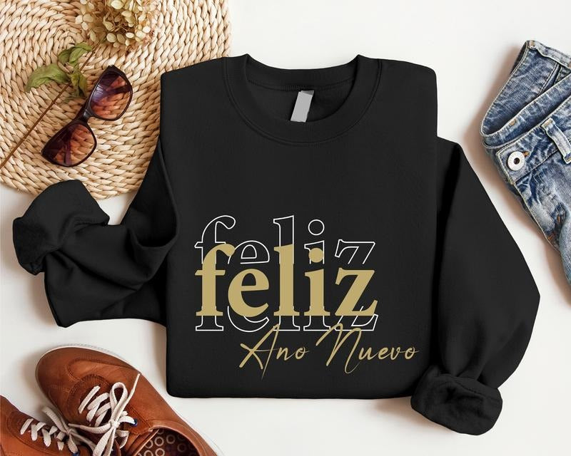 Feliz Ano Nuevo Sweatshirt, Happy New Year Hoodie, Spanish Merry Christmas, Family Matching Xmas, Feliz Navidad Sweater,...