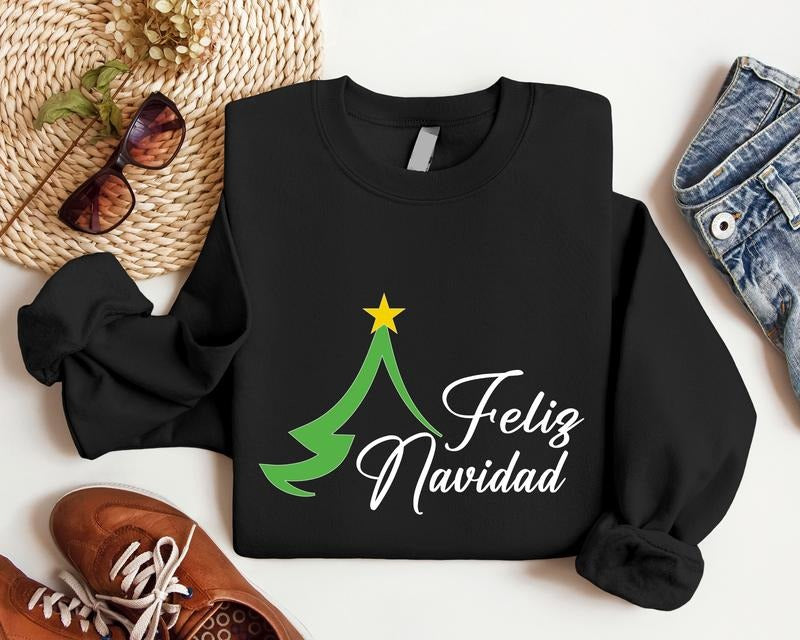 Feliz Navidad 2023 Sweatshirt, Spanish Merry Christmas Hoodie, Spanish Friend Xmas Party Gift Sweater, Unisex Winter...