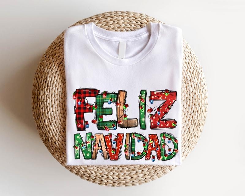 Feliz Navidad Shirt, Spanish Merry Christmas T-Shirt, Christmas Lights Gift Tee, Matching Mexican Family Xmas Tee,...