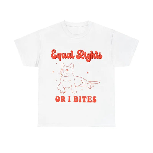 Feminist Cat Shirt, Equal Rights or I Bites, Equality Tee, Feminist Gift Hoodie, Sweatshirt | InkThreadWorks.com