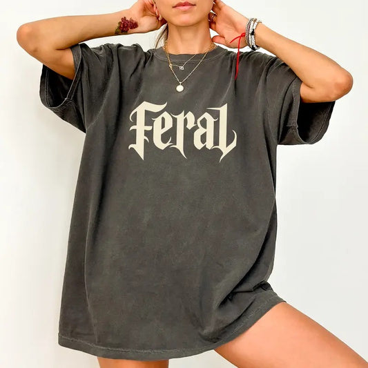 Feral Comfort Colors Shirt, Feral Mom Graphic Tee, Feral Mama Unhinged Shirt, Funny T-shirt For Women, Stay Feral Tee, Halloween Shirt For Mom, Sarcastic Women Tee, Comfy Fabric Graphic Tee, Womenswear, Cotton Fabric Relaxed Fit Chic Style Oversized Top