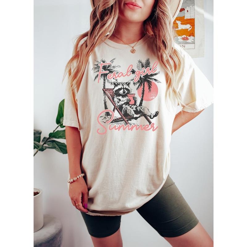 Feral Girl Summer Raccoon Shirt, Funny Meme Raccoon T Shirt, Feral Shirt, Cowgirl Shirt, Western Shirt, Rodeo Shirt, Funny Shirt