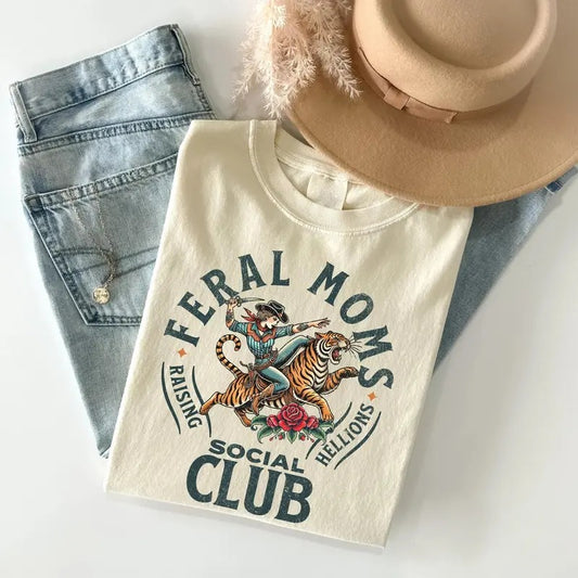 Feral Moms Social Club Shirt, Mom Life Shirt, Feral Mom Gift, Somebody's Feral Wife, Trendy Mom Apparel Hoodie, Sweatshirt
